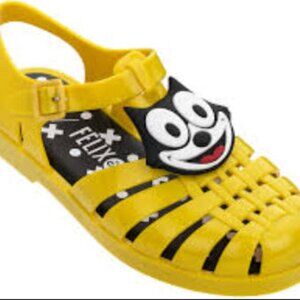 Melissa Felix the Cat Sandals - Yellow/Black - NEW